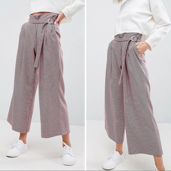 Asos wide leg cropped paper bag pants with belt detail ♦️◾️♦️◾️♦️ - Picture 3 of 16